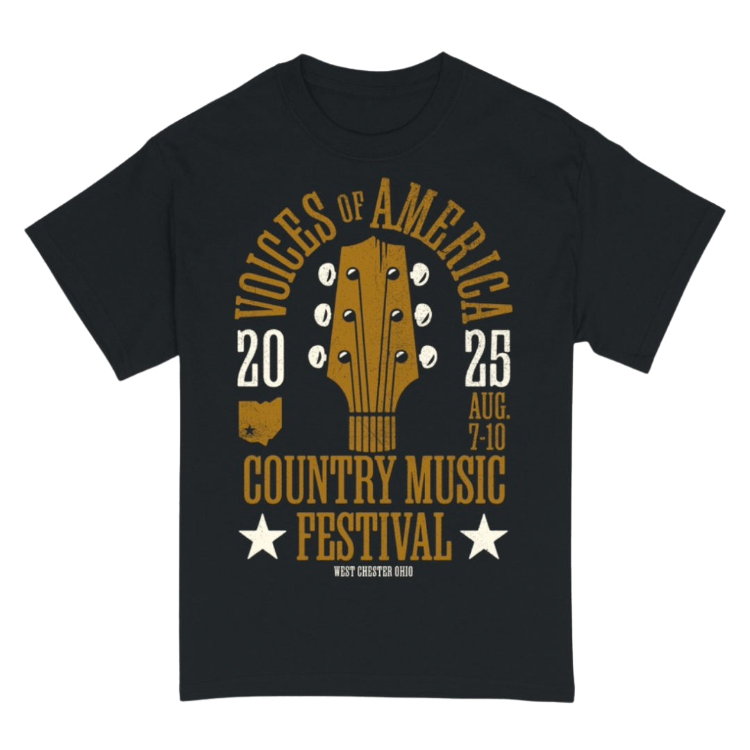 VOA 2025 Festival Lineup Tee – Black & Gold Edition
