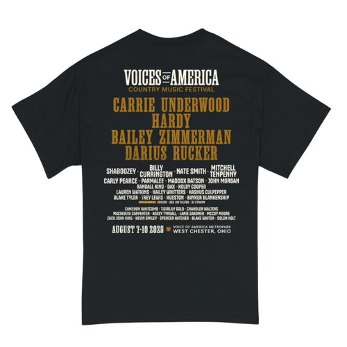VOA 2025 Festival Lineup Tee – Black & Gold Edition