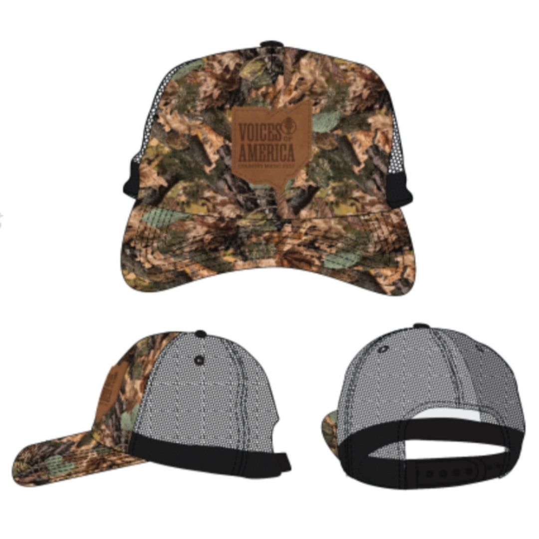 VOA Camo Trucker Hat – Leather Patch