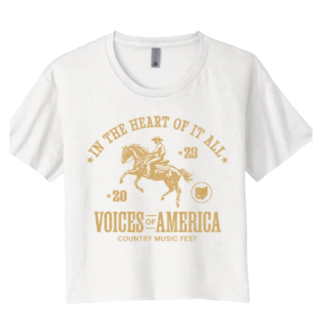 VOA Cowboy Cropped Tee – Gold Print